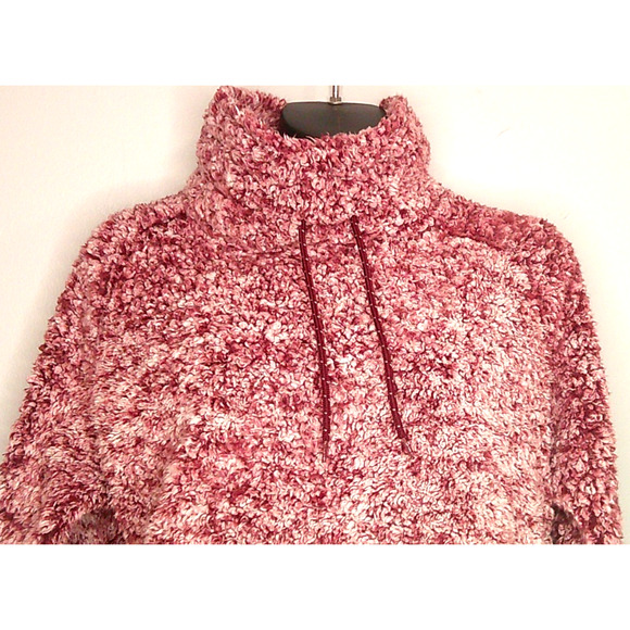 Lee Riders Women's Large Burgandy Sherpa Long Sleeve Pullover Funnel Neck - Picture 2 of 8